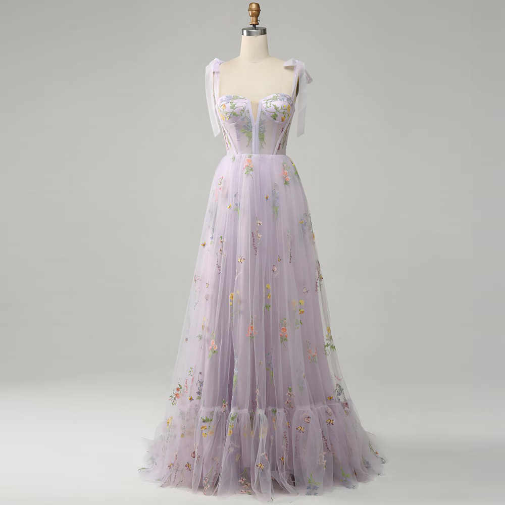 light purple floral prom dress Light Purple Floral Lace Prom Dresses, Light Purple Floral Lace Formal   jbydress