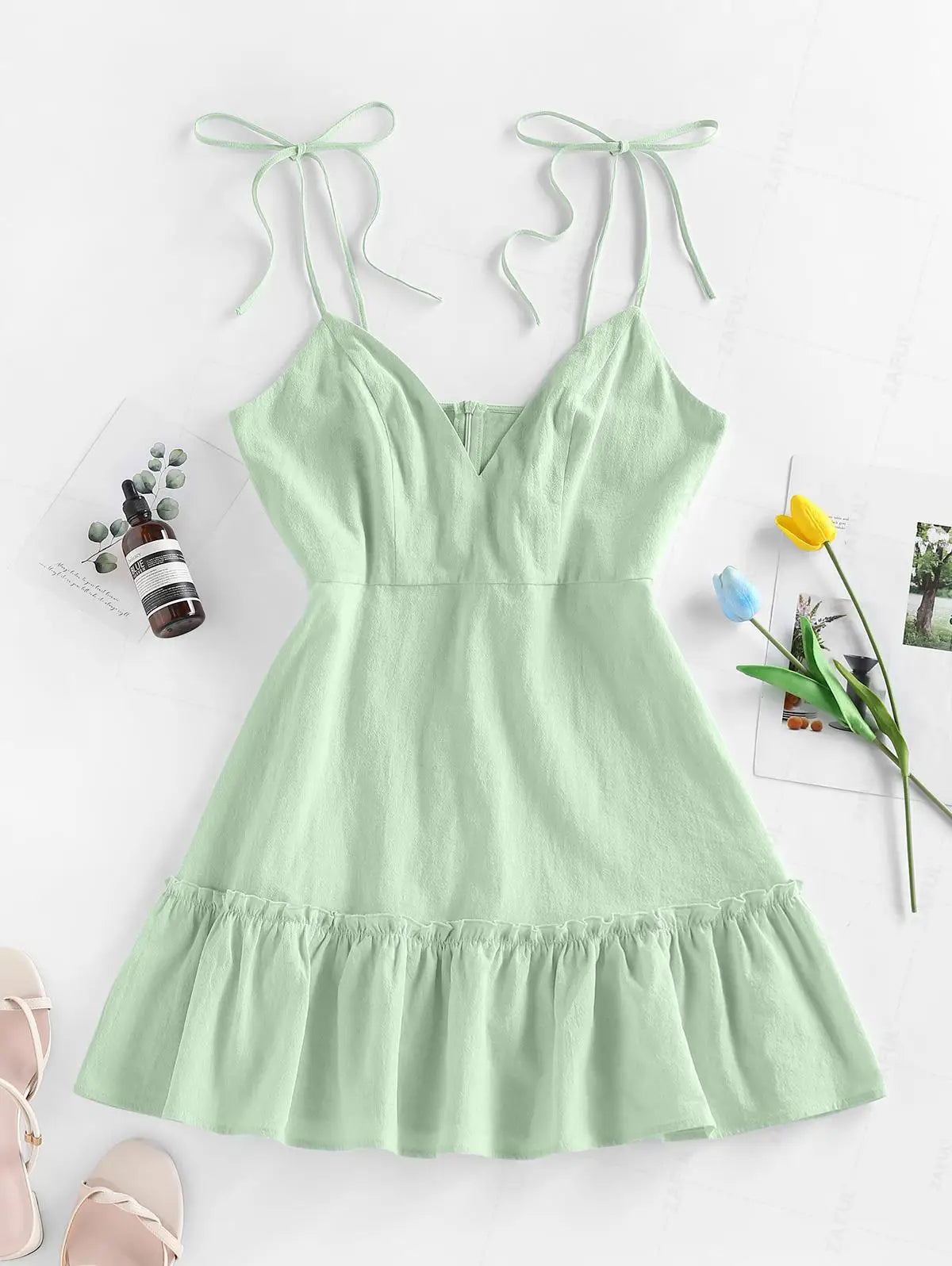 zaful green dress No Surprises Scarfed Floral Maxi Dress Green