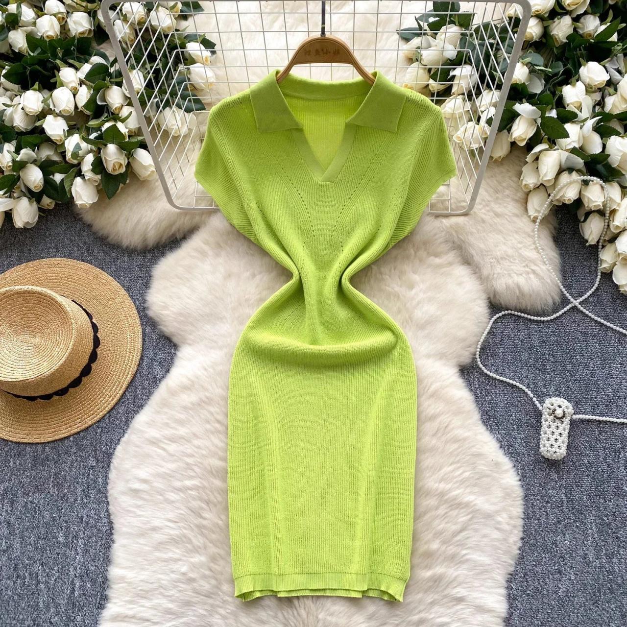 lime green knit dress Vibrant Lime Green Knit Dress With