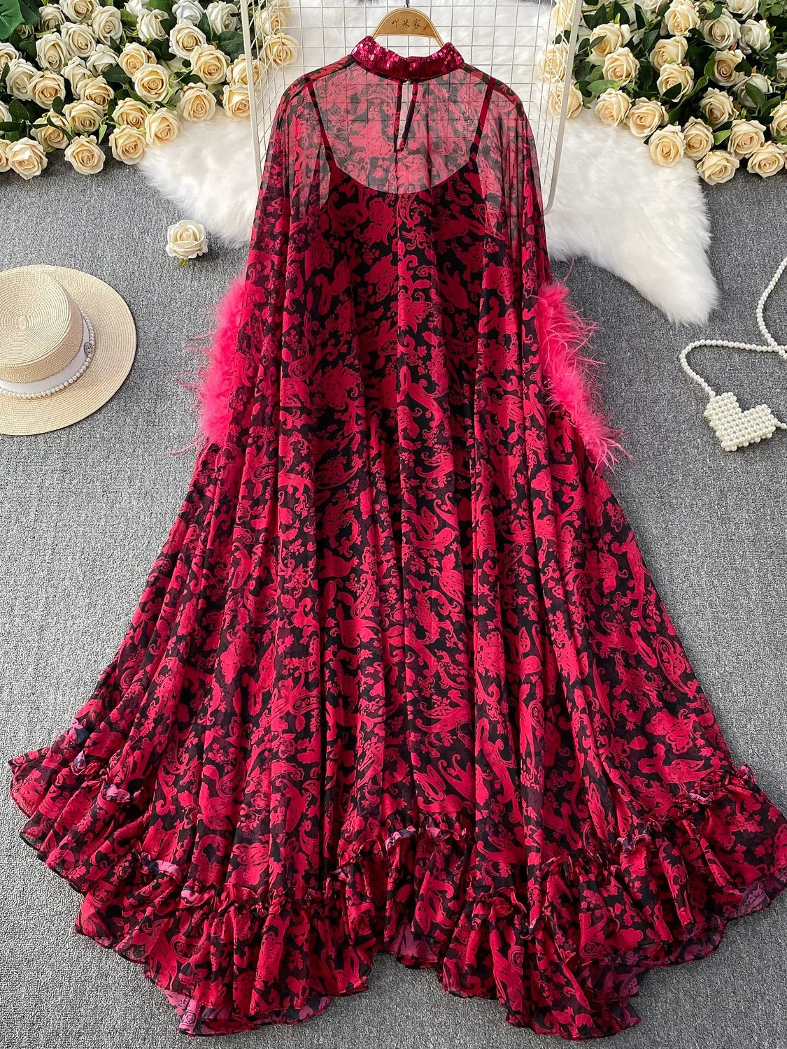 Floral Kimono Robe With Lace And Ruffles