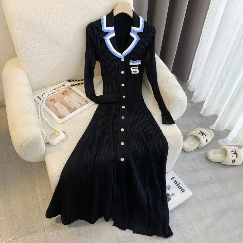 knee length dresses for ladies Céline black long-sleeved dress main image 0