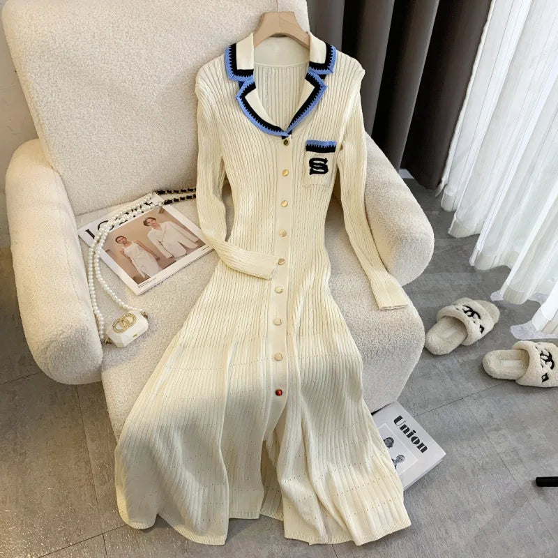 Long Black Cardigan Dress With Gold Buttons on Luulla
