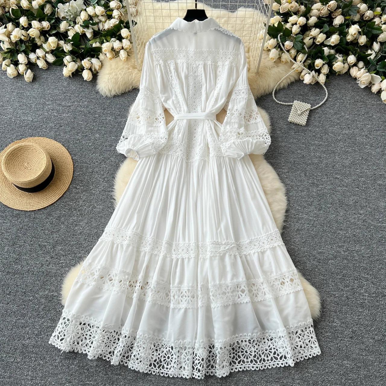 white lace puffy dress Puff-Sleeve Strapless Long White Bridal Gown CD962W Off White / 2