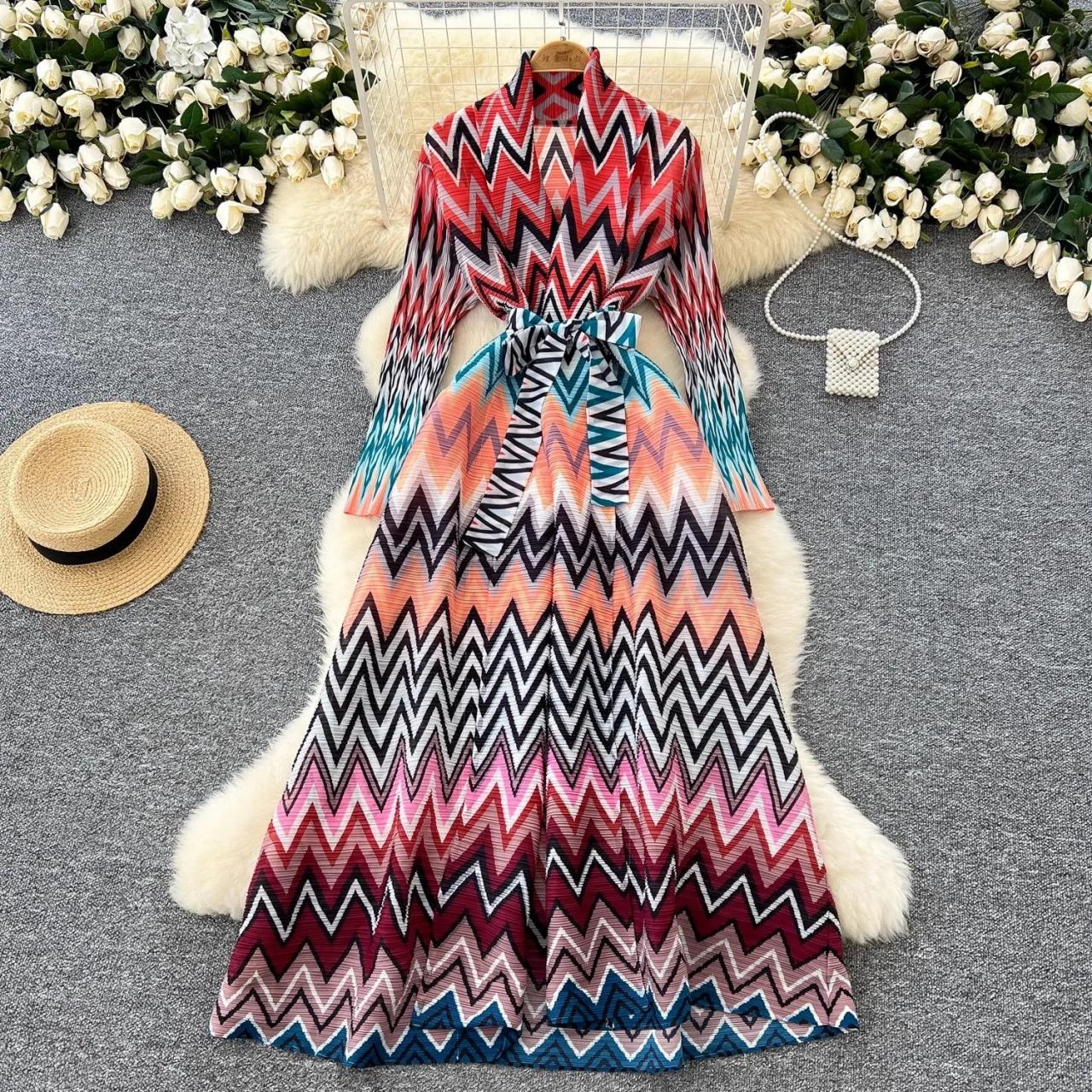chinese dress ladies Mint and Gray Chevron Maxi Dress main image 1