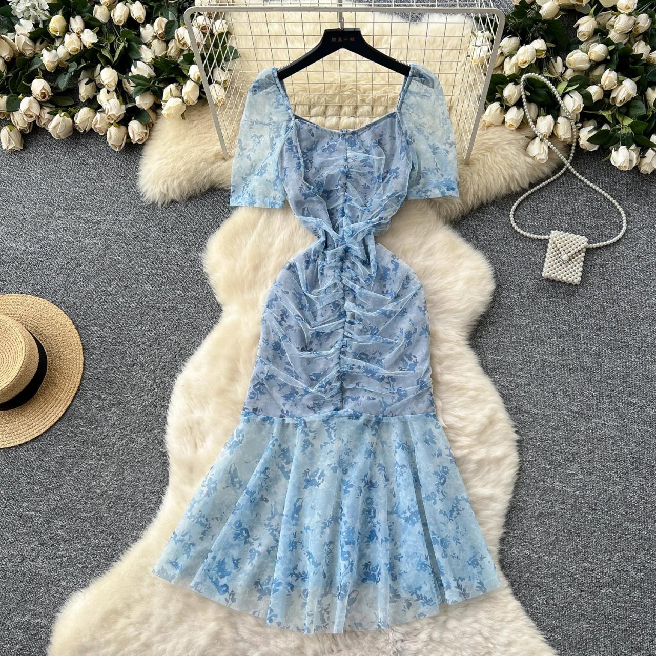 long sleeve midi smock dress Blue Denim Zip Neck Midi Smock Dress