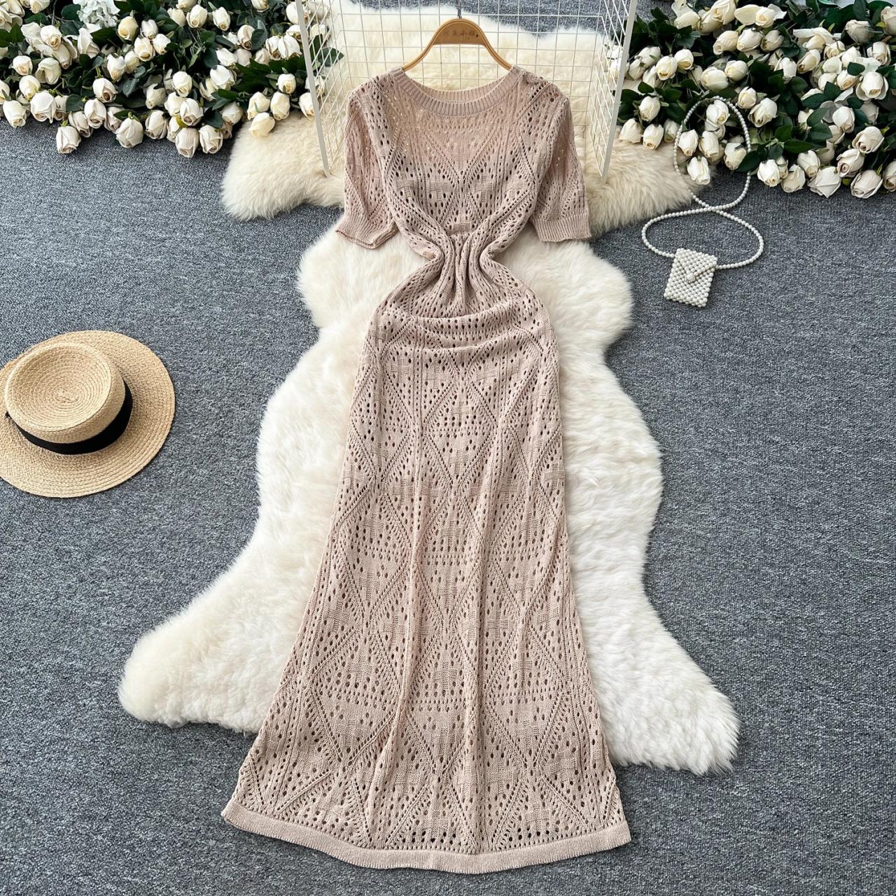 Crochet Maxi Dress With Intricate Lace Design