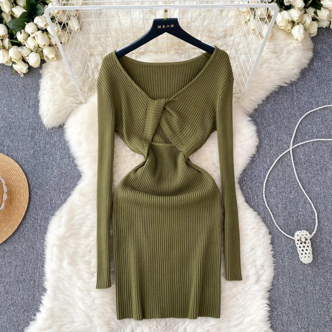ribbed knit off the shoulder dress Women's Light beige Rib-knit off-the-shoulder dress