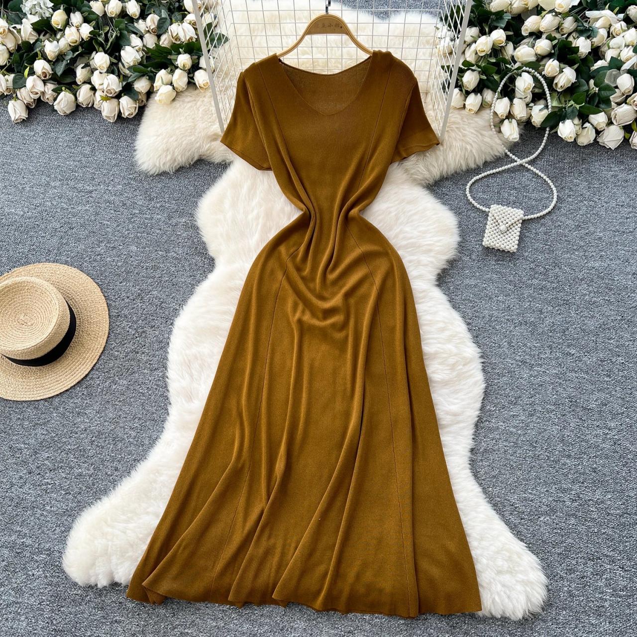 Rust Maxi Dress With Short Flutter Sleeves on Luulla