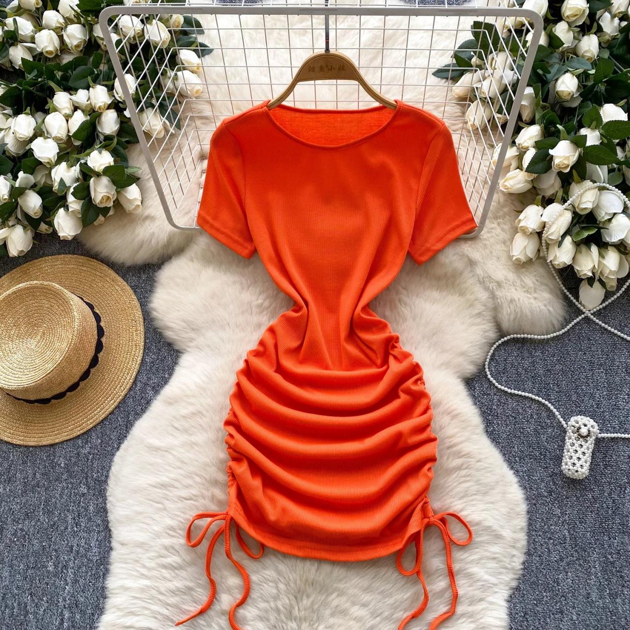 ruched beach dress Chic Satin Mermaid Off-Shoulder Ruched With Train Beach Wedding Dress main image 0
